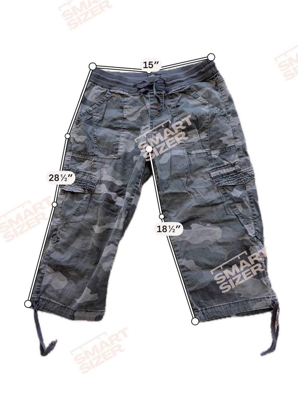 Women’s Gray Camouflage Cargo Capris — Gray Camo - Picture 8 of 8